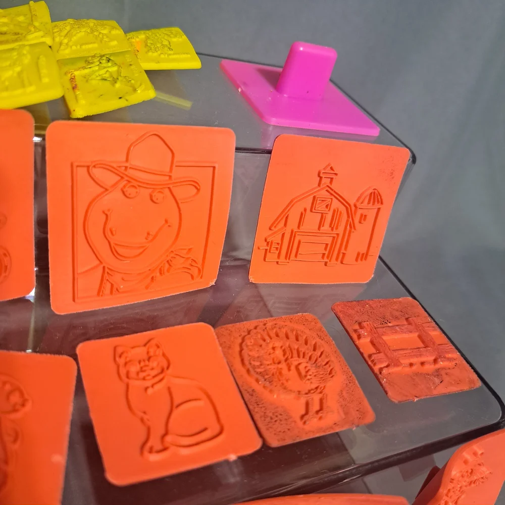 VTG 1990s‎ Roseart Saban Rubber Stamps Barney Power Rangers Farm Animals Holders